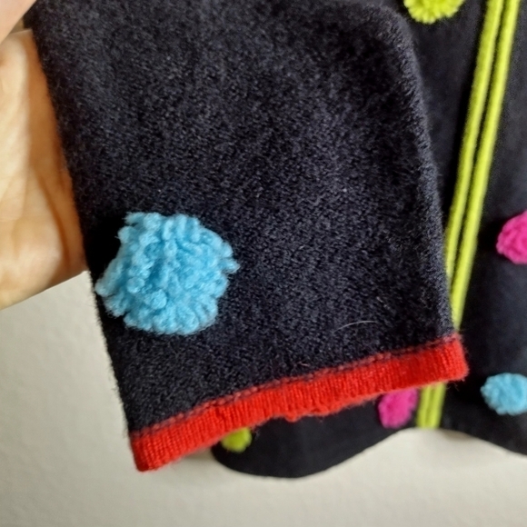 Design Options by Philip and Jane Gordon wool pom pom full zip cardigan sz M - Picture 3 of 9